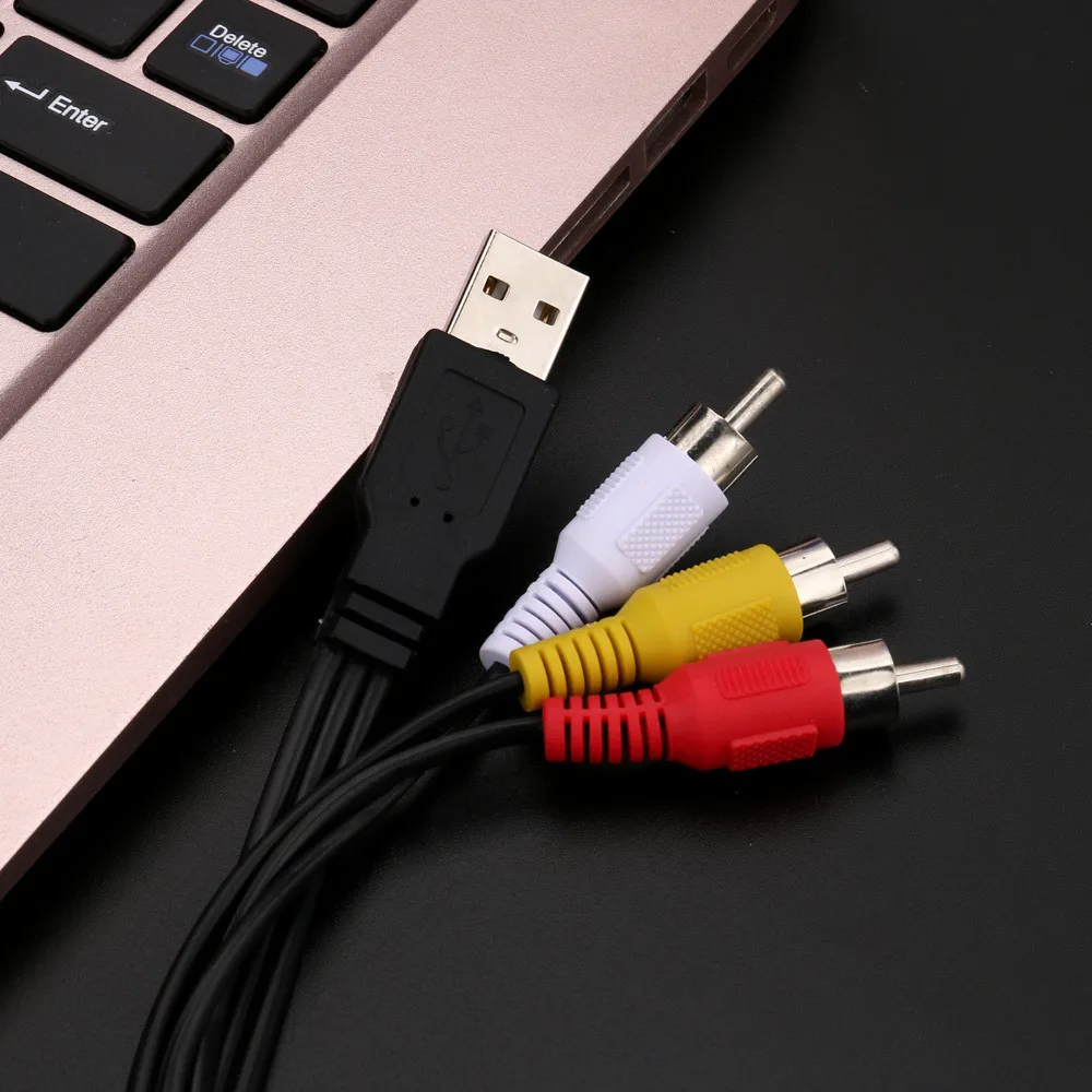 1,5 м/5 футов USB штекер до 3 RCA AV аудио-видео кабель Шнур адаптер для ТВ HD tv DVDComputer/HD tv/ноутбук в аудио-видео кабель