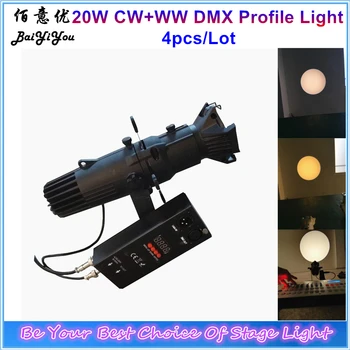 

4pcs/Lot New 20W Mini Led Profile Light Mini WW CW 3200 To 5600W DMX Controlled Manual Focus Profile Light