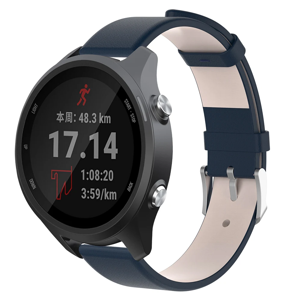 Faux Leather Adjustable Watch Band Wrist Strap for Garmin Forerunner 245/245M Faux Leather Adjustable Watch Band