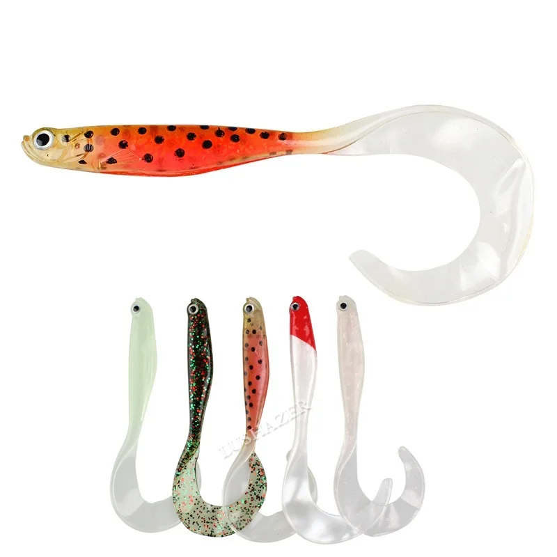 

1pcs Fishing soft Lures 6g/11 cm Wobbler Jigging Ocean Curly Tail Silicone worm rubber 3D eyes Artificial Bait fishing tackle