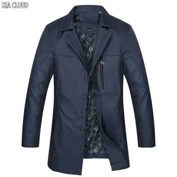 

82 Free shipping spring & autumn men clothing Plus size long-sleeve male trench Turn-down Collar cotton Khaki coat L-7XL