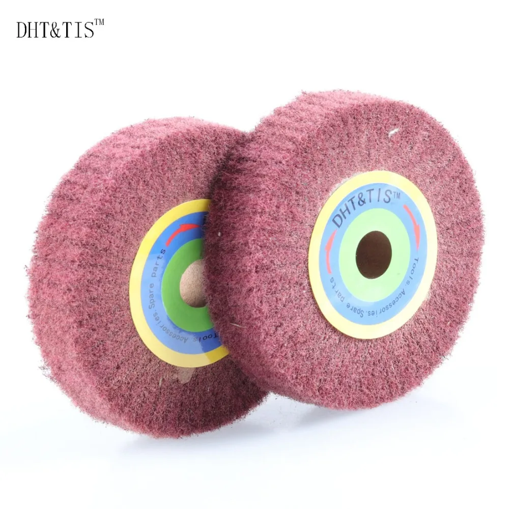 

DHT&TIS 2pcs 4" to 6" Non-woven Red 320grit Fine Flap Brush Mop Wheel Polishing Wheel Sanding Pad (choose the size)