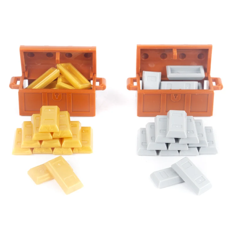 Bricks City Accessories Money Figure Building Block Bullion Gold Bar Silver Box Backpack Friends Blocks MOC DIY Toy Parts C008