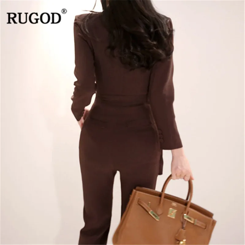 RUGOD элегантные женские костюмы Длинные Блузки брюки комбинезоны боди офисная