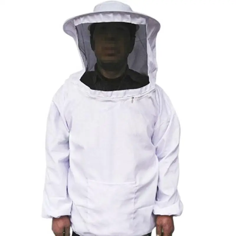 

Professional Beekeeping Suit Jacket Coat Pull Over Bee Protective Suit Clothing Smock with Veil - Free Size (Blue)
