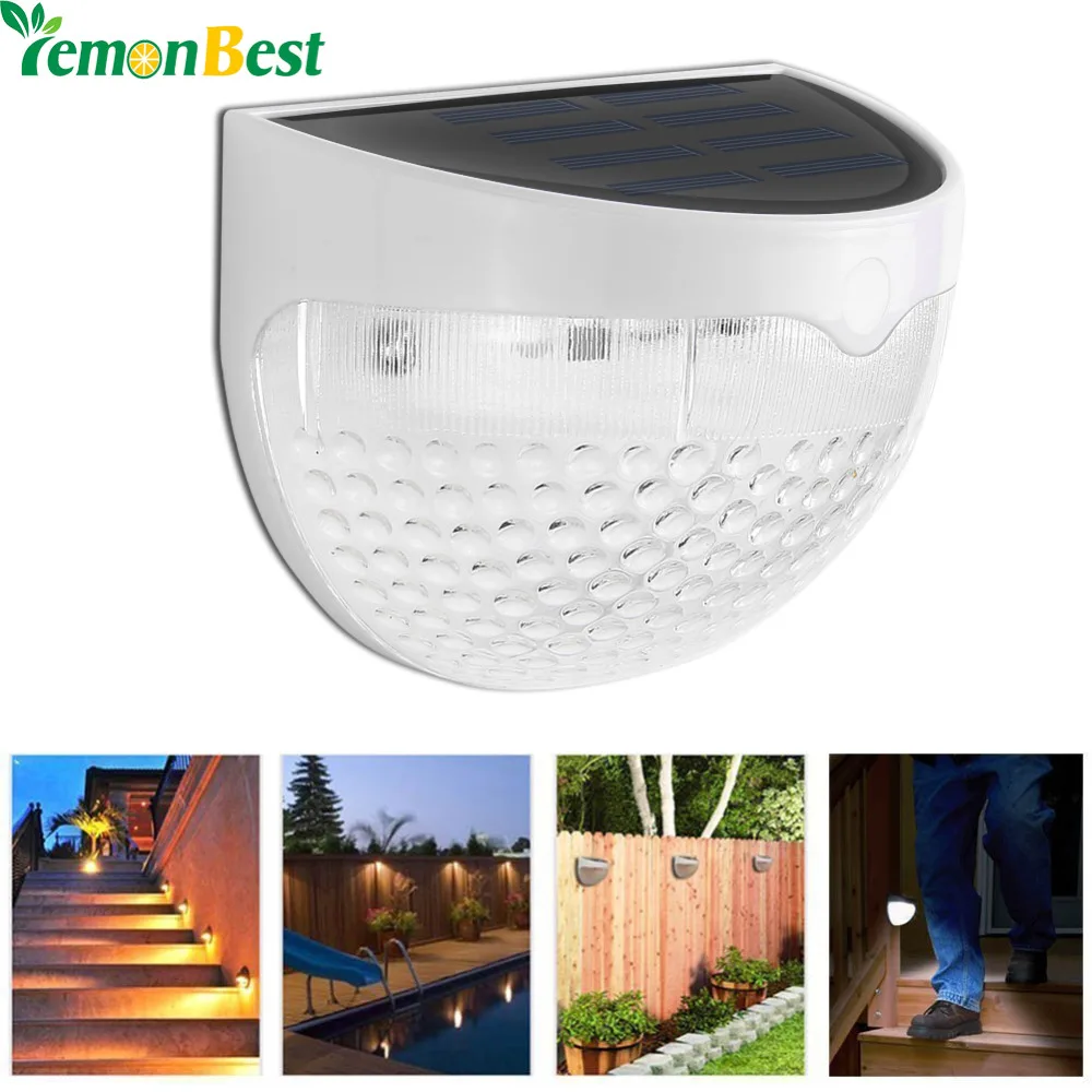 

Solar Led Wall Lamp 6 LED Light Sensor Auto ON/OFF Waterproof Cool White Warm White for Stair Outdoor Post Garden Fence Yard