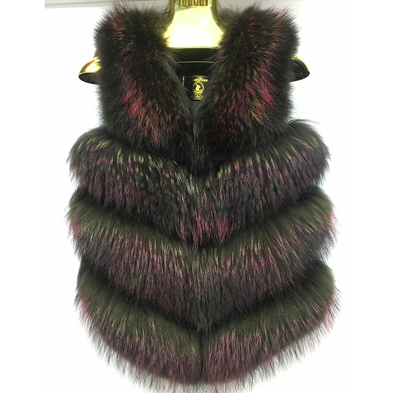 

2018 Patchwork Top Fashion New Welfurlena Natural Fox Fur Vest Women Pelt Autumn Winter Warm Sleeveless Coat Female Jacket