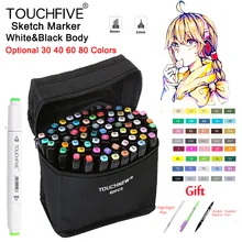 Touchfive 30/40/60/80 цветов эскизные маркеры на спиртовой основе с двойным наконечником для рисования манги, аниме, дизайна, набросков