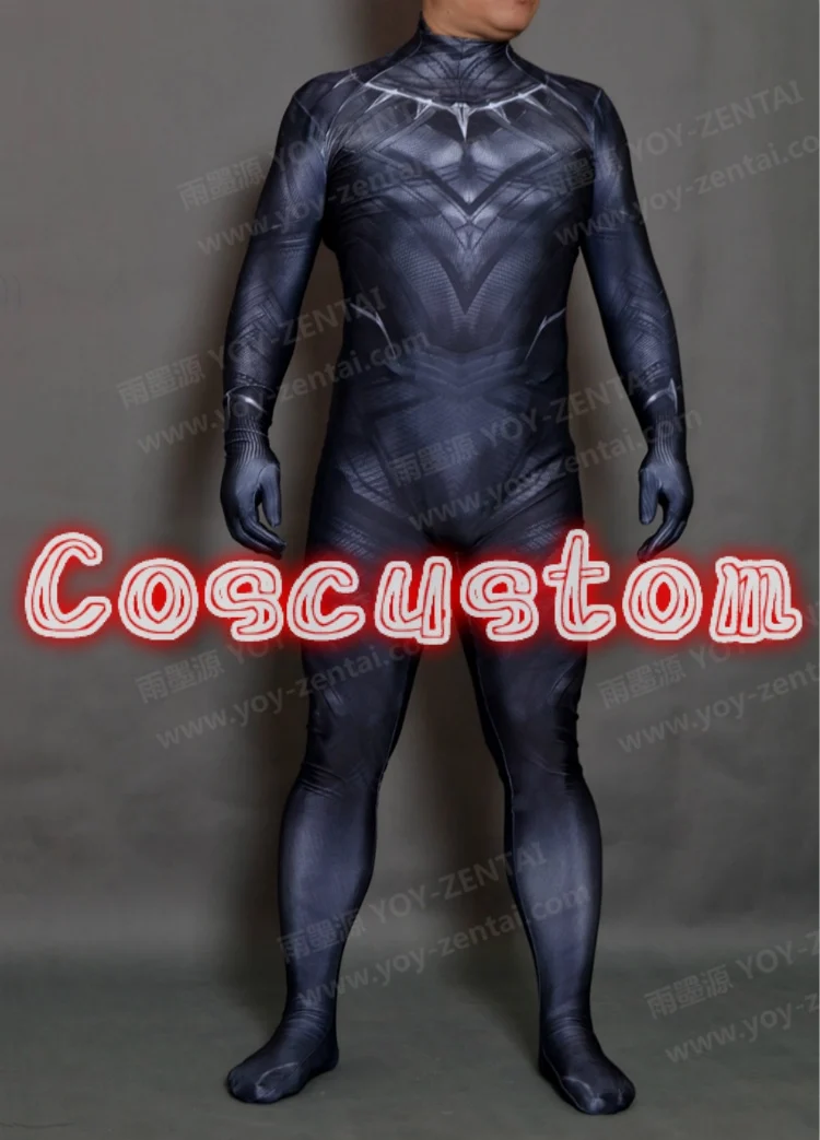 Coscustom высокое качество супер герой Черная пантера Костюм с ожерельем Черная пантера спандекс костюм Взрослый Косплей Костюм