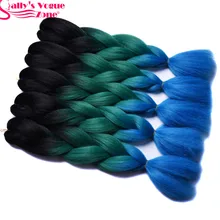 Омбре синтетические плетеные волосы 3 тона черный зеленый синий цвет Sallyhair 24 дюймов Крупногабаритные косички высокотемпературное волокно Наращивание волос