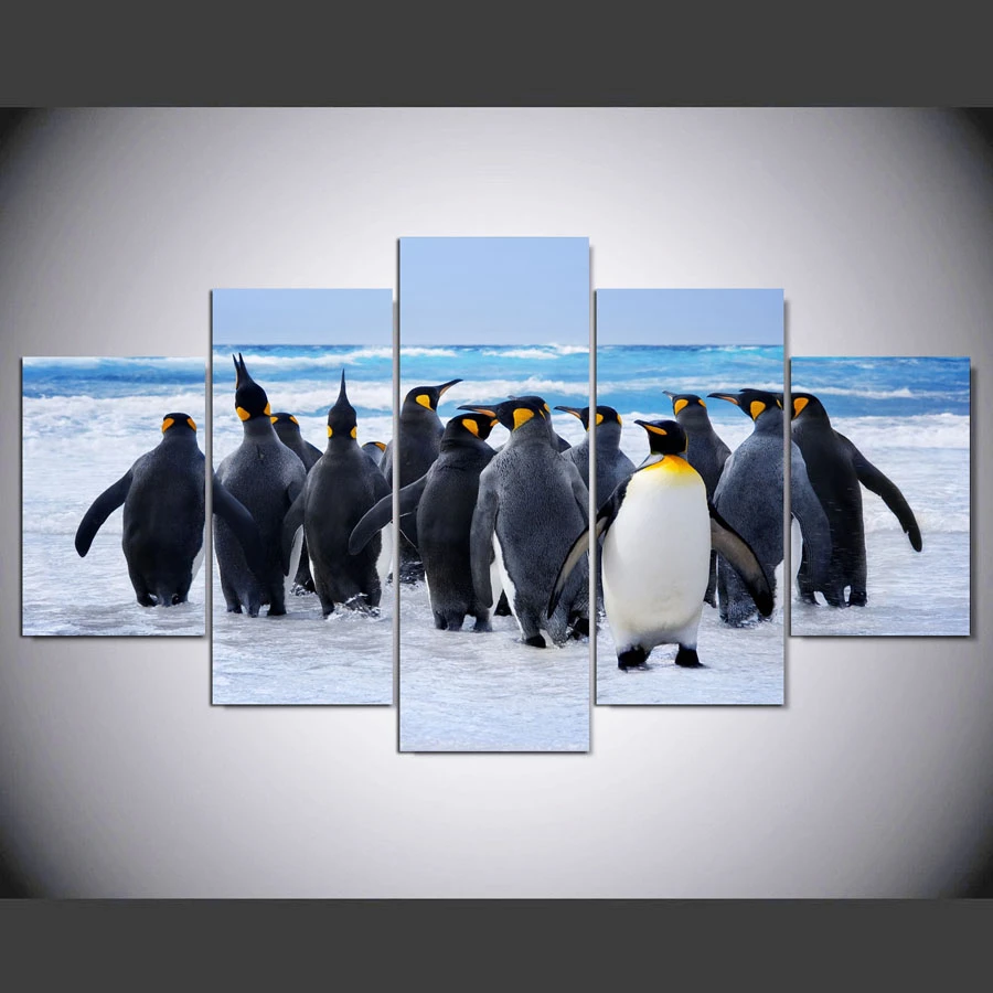 Dafenjingmo 芸術 5 ピースペンギンキャンバスプリント絵画現代の動物ウォール絵 Hoem 装飾絵画 Art Pictures Picture For Living Roomwall Art Picture Aliexpress
