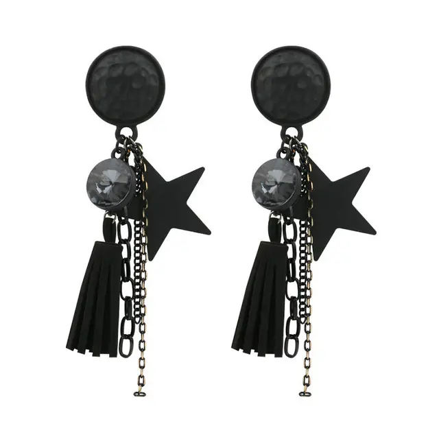 2017 Fashion Vintage Long Black Tels Earrings Drop Dangle 2017 Fashion Vintage Long Black Tels Earrings Drop Dangle Statement For Women With Star Pendants