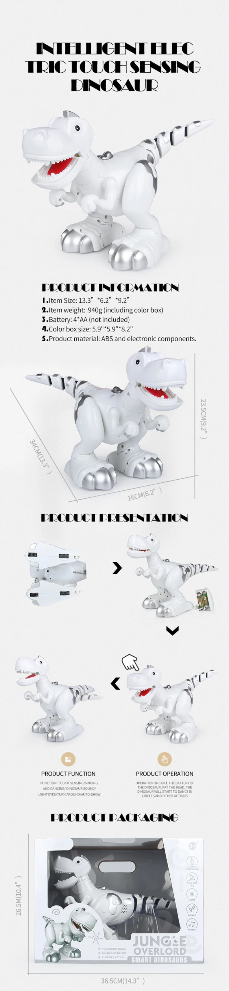 Interativo com Dança e Música Educacional Brinquedo Dinossauro Animatrônico Passeio Elétrico Indutivo 908c Toque Sensing 12 Animais eletrônicos