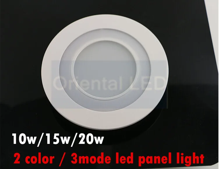 

10pcs/lot free shipping Two color led panel lights warm white round type smd led ceiling spot panels lighting bulb 10w/15w/20w
