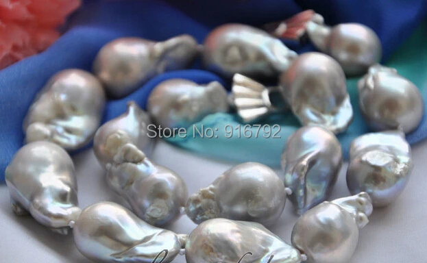 

Wholesale >>>>Huge 17" 21mm gray baroque KESHI REBORN PEARL NECKLACE