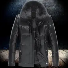 S-3XL, хит, зимняя мужская новая модная длинная куртка для отдыха с лисьим воротником, овечья кожа, пуховое пальто