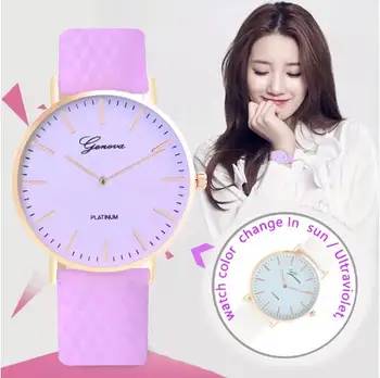 

Fashion design clock in direct sunlight change color sports casual watch ultraviolet discoloration quartz women Wrist watches