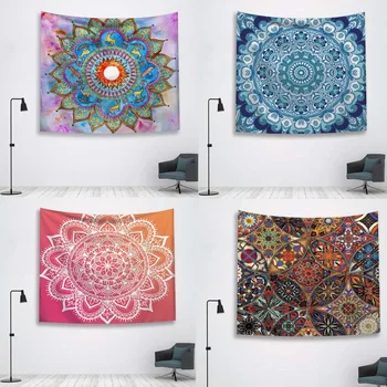 

Bohemia style print tapestry mandala flowers large wall hanging tapestry for home decoration