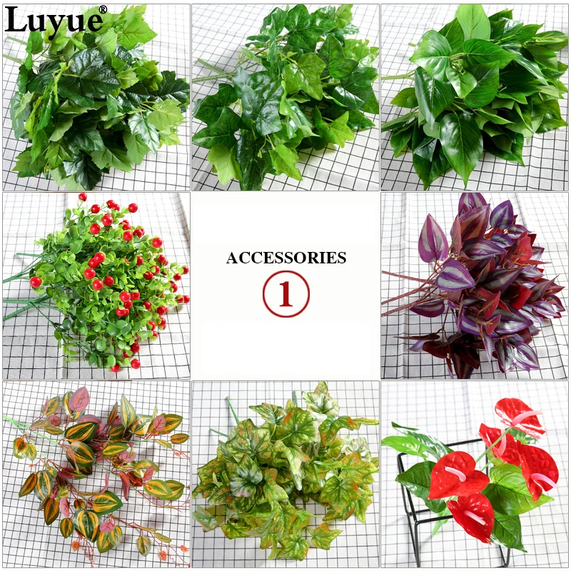 Luyue искусственные растения, аксессуары для настенных растений, зеленые растения, трава, субтропическое растение, украшение стола, настенные аксессуары для отеля