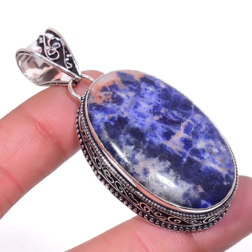 

Sodalite Pendant Silver Overlay over Copper , 59 mm, P6625