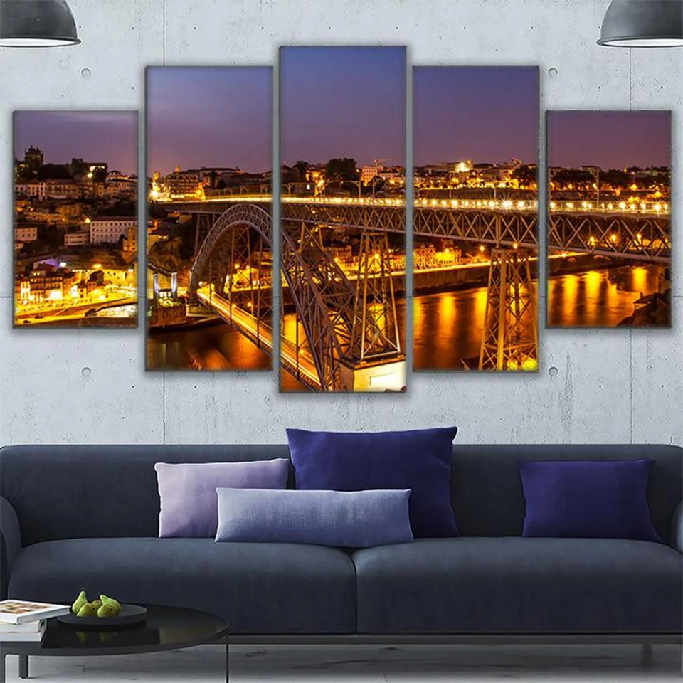 Aliexpress.com : Buy 5 Piece Printed canvas painting HD Porto Ponte Dom ...