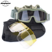 Военная страйкбольная Тактическая очки для походов, походов, охоты, армейская Пейнтбольная стрельба, ветрозащитные очки