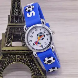Новый 3D мультфильм Мода силиконовой футбол дети смотрят дети девочки мальчики студенты Кварцевые наручные часы relogio коль saati часы