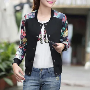 

2019 Women Jacket Brand Tops Flower Print Girl Plus Size Casual Baseball Sweatshirt Button Thin Bomber Long Sleeves Coat Jackets