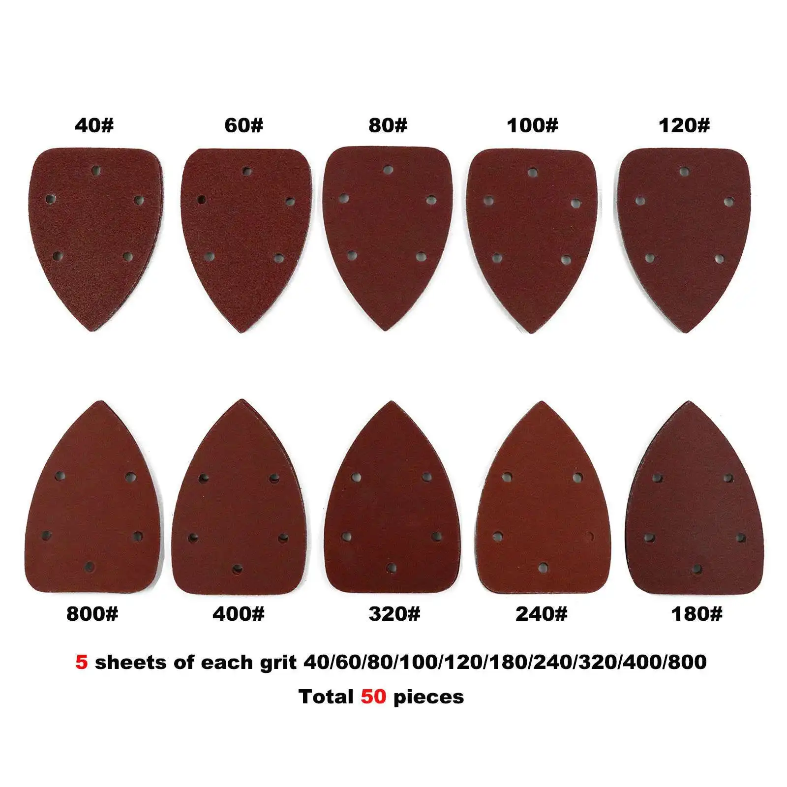 50pc Hook and Loop Mouse Detail Sander Pad Sandpaper Sanding Pads Paper