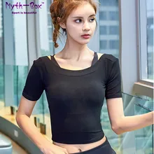 Летние женские футболки для йоги Femme Crop Бег Рубашка Твердые Фитнес спинки спортивные футболки Тонкий Обрезанные футболки тренажерный зал тренировочная блуза
