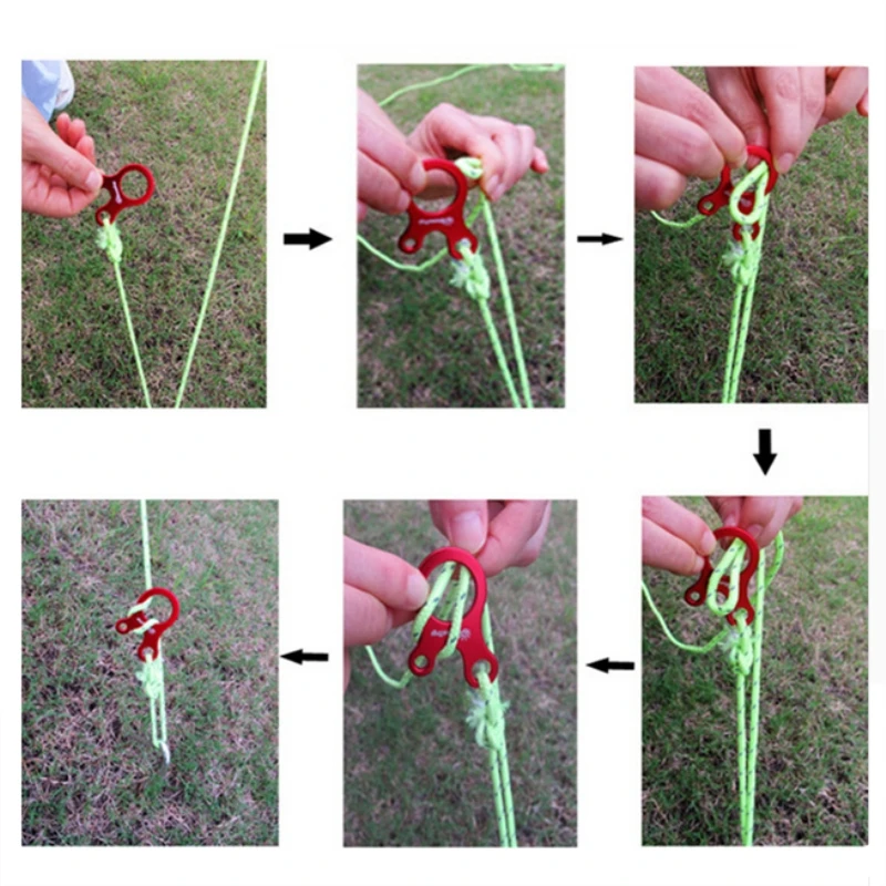 Металл быстрое завязывание узлов палатка ветряная веревка Пряжка 3 Отверстия Противоскользящий походный, туристический, затягивающий крюк ветряные пряжки для веревки Аксессуары для альпинизма