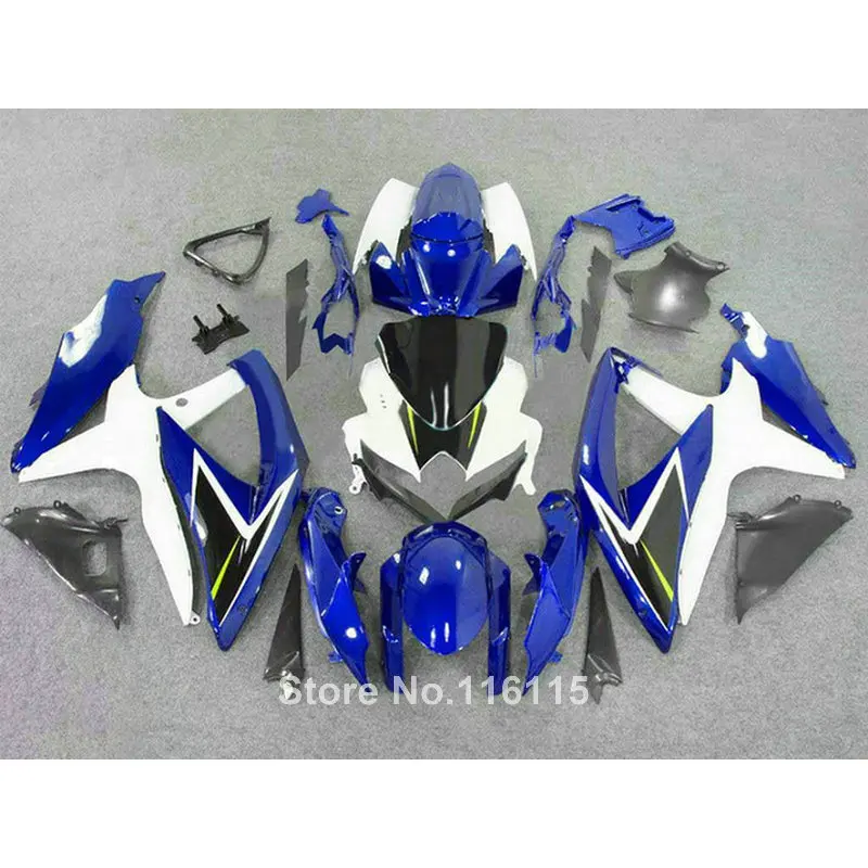 Motorcycle Fairing Kit For Suzuki GSXR600/750 2008-2010 – Blue/White ABS Plastic, Full Bodywork Set