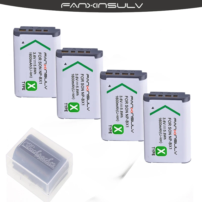 

4pcs NP BX1 NP-BX1 Battery + 4 Battery case for Sony DSC RX100 M6 M5 M4 M3 M2 CX405 CX240E PJ410 HX300 HX400 HX50 HX60 GWP88