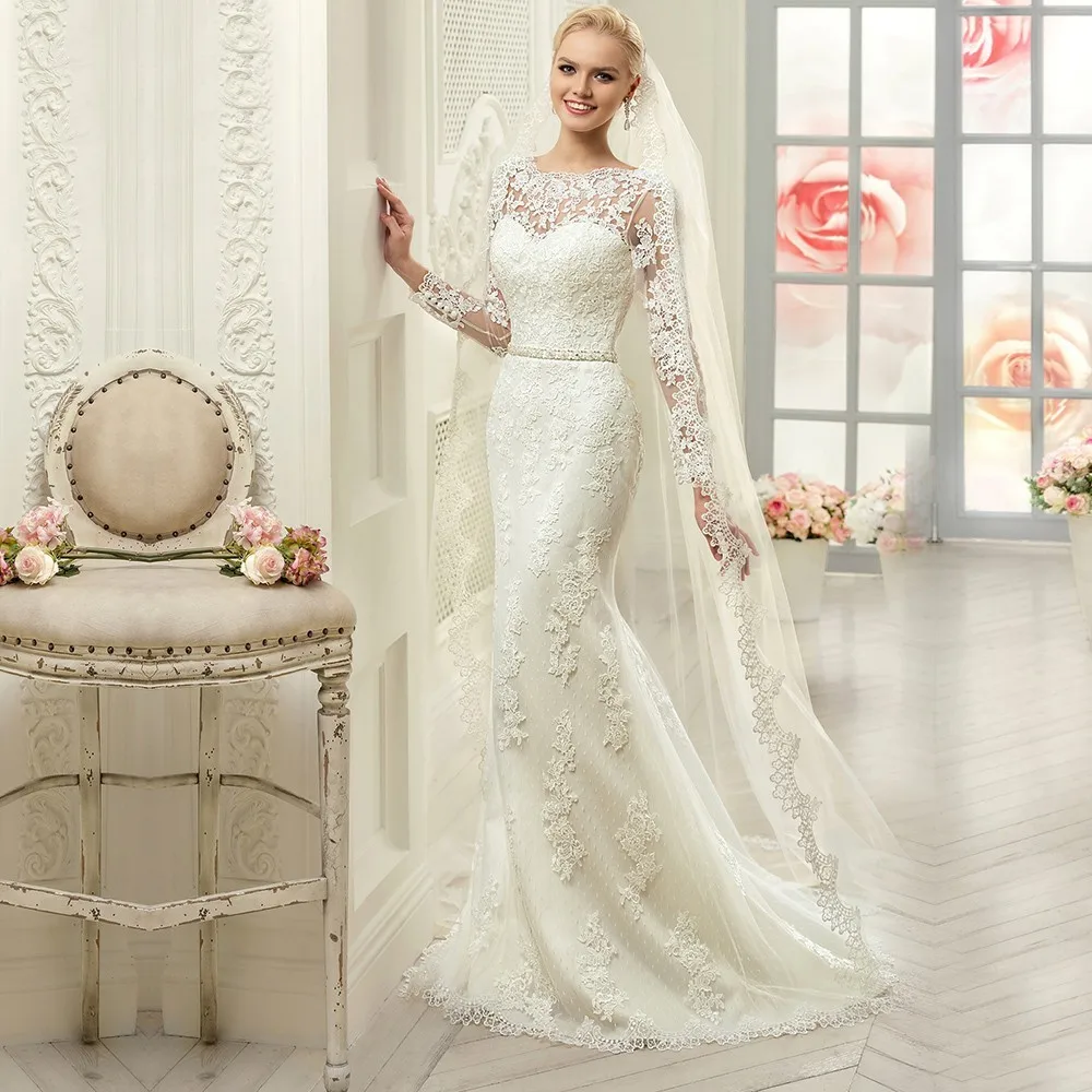 New Hot Selling 2019 Lace Vintage Long Sleeve Backless Lace Sheath