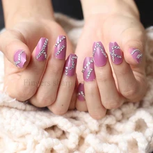 The latest fake nails full nail ballerina 24 designs full of crystal diamondsSexy purple W14 The latest fake nails full nail ballerina 24 designs full of crystal diamondsSexy purple W14