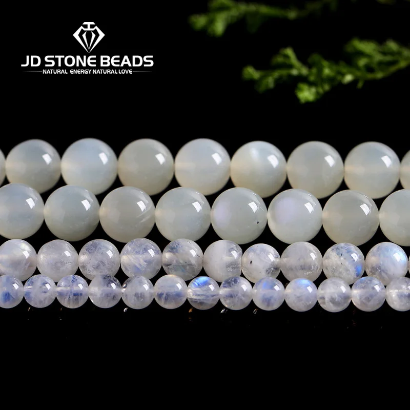 

Blue Moonstone Size 4/6/7/8//9/10/12/14MM High Quality Natural White Moonstone Beads Personalized Fashion Hand-made Fine Jewelry