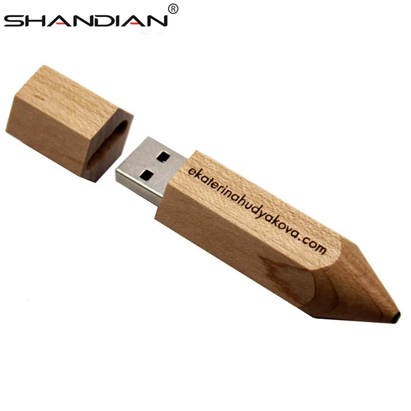 

SHANDIAN brand new Fashion wooden memory carving custom pencil micro-Flash drive with USB 4GB 16GB 32GB 64GB u disk free deliver