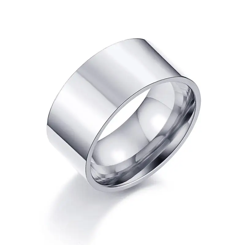 Vnox 10 мм Классический широкое кольцо для Для мужчин розовое золото-Цвет серебро Цвет Нержавеющая сталь мужское кольцо Альянс Свадебные украшения - Цвет основного камня: Silver color