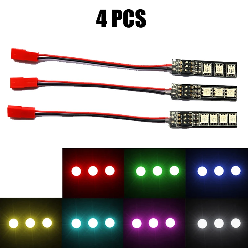 

4PCS RGB LED 5V 12V 16V 7-color Light Board Light Strip RC Aircraft Navigation Light for Multi-axis FPV Spare Parts Accessories