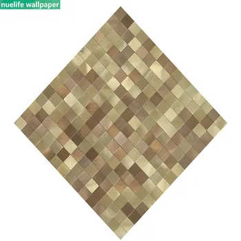 

Mosaic wood pattern metal wall stickers waterproof cafe kitchen stove waterproof and oil-proof self-adhesive tile wall stickers