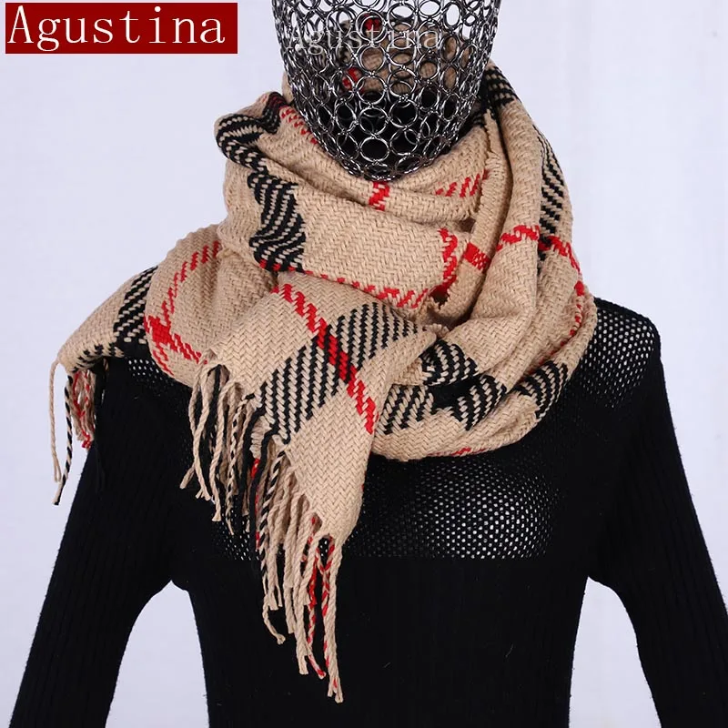 

luxury scarfs fashion Plaid winter scarves poncho femme red Stripe knitted tassel scarf for women Black shawl schal pink scraf