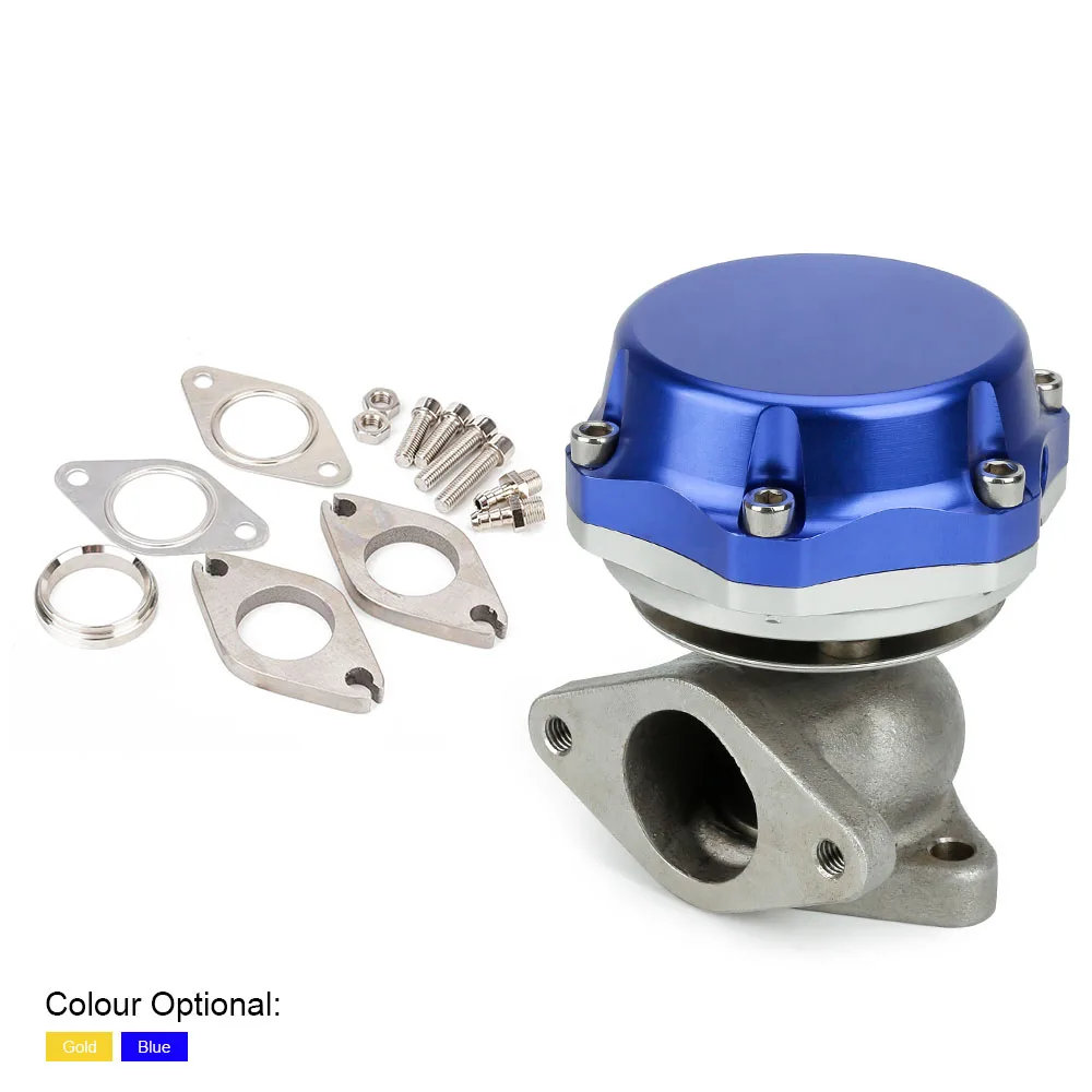 

CNSPEED 38mm Turbo Wastegate External Turbo Exhaust Manifold Wastegate 14PSI with Dump Ring Two Screw holes Blue and Gold