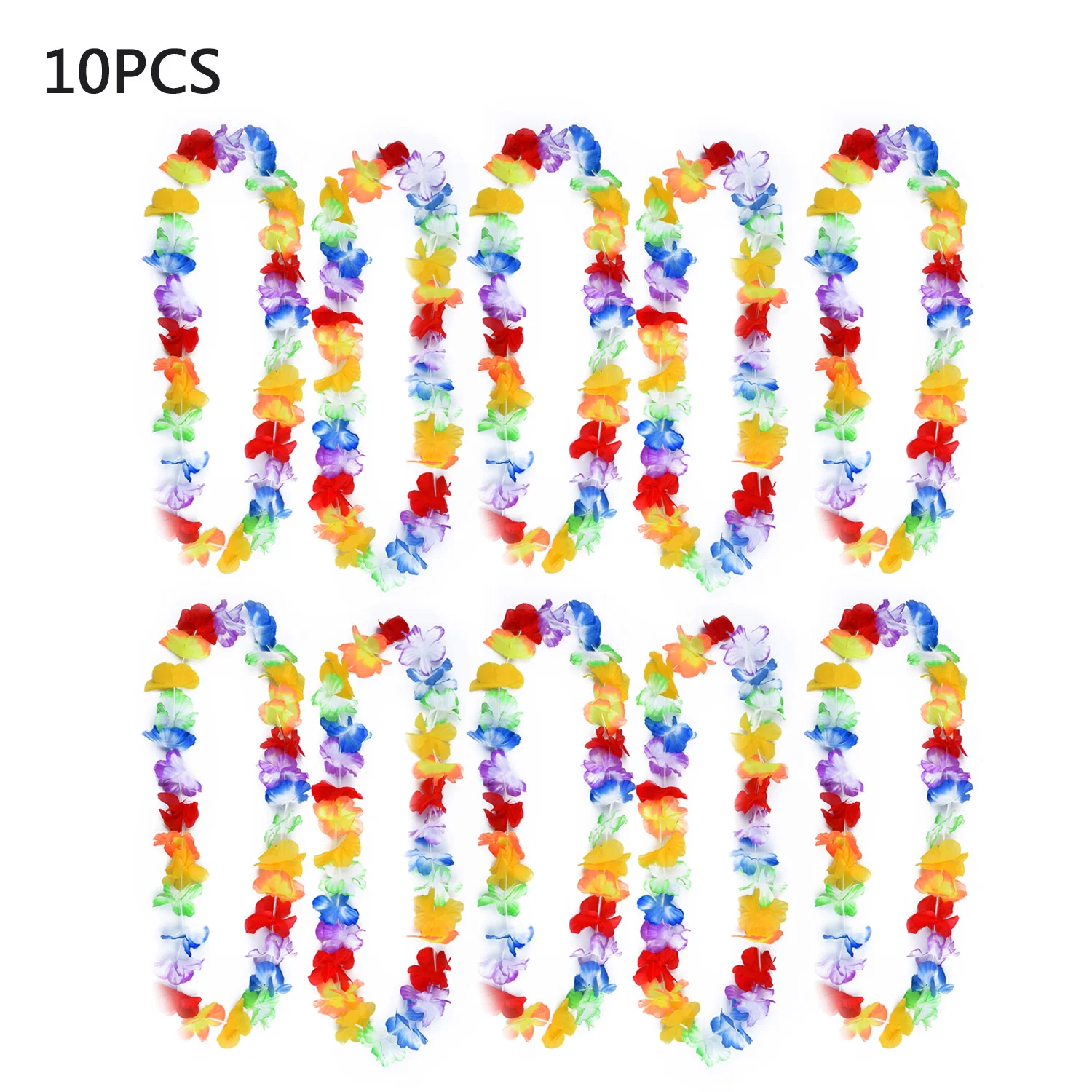 

10pcs/set Hawaiian Flower Leis Garland Necklace Fancy Dress Party Hawaii Beach Flowers Party Beach Decoration for Summer