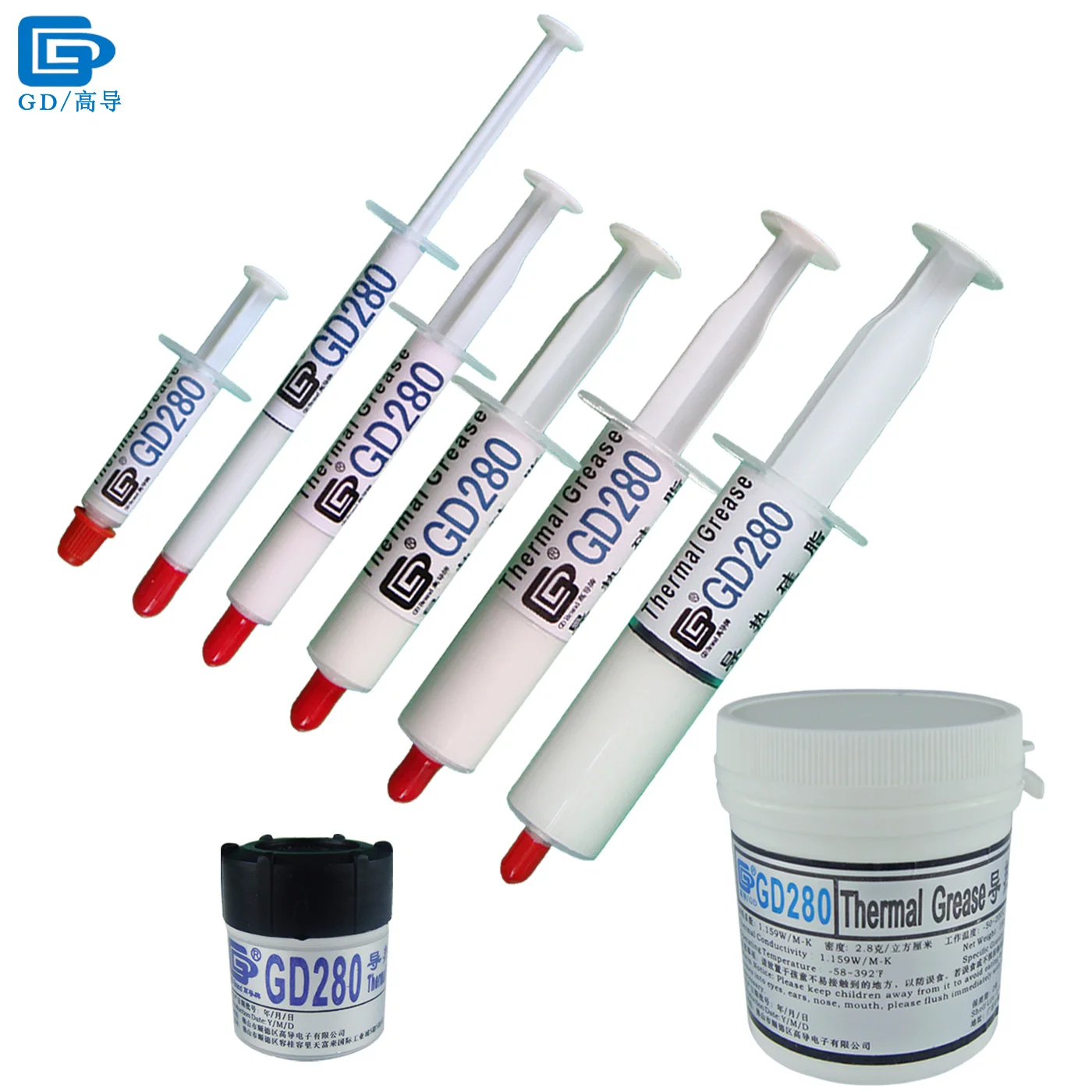 

GD280 Thermal Conductive Grease Paste Silicone Plaster Heatsink Compound 400 Pieces Net Weight 1 Gram White Blister Packing SSY1