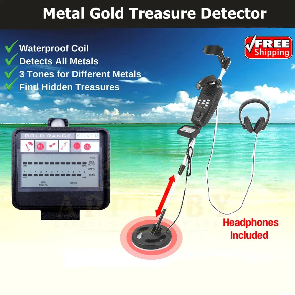

Underground Metal Detector High Sensitivity LCD Screen Gold Treasure Hunter Finder Sensor LCD Waterproof With Headphone