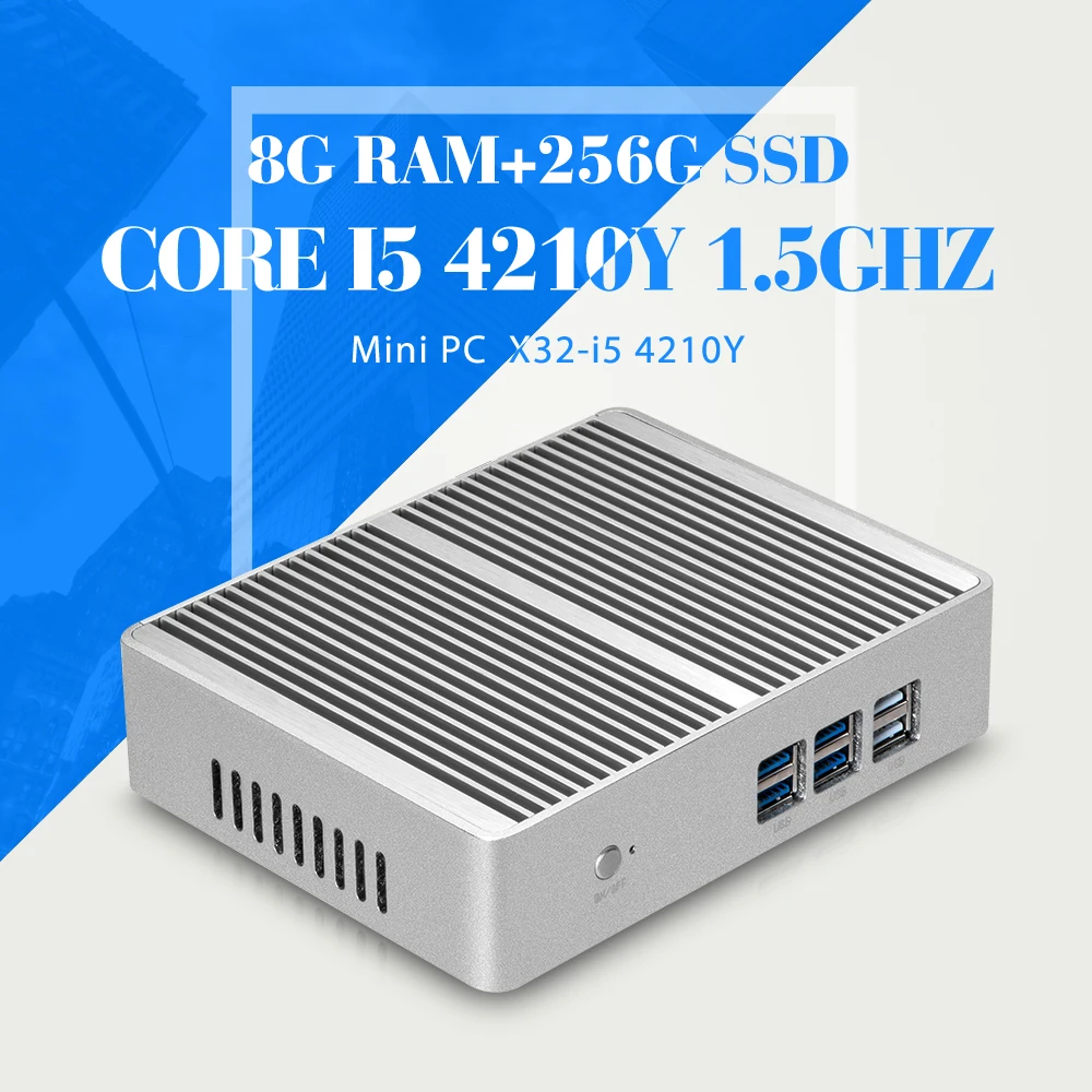 XCY Mini Computer Core I5 4210Y 8G RAM 256G SSD WIFI 6 USB RJ45 HDMI HTPC