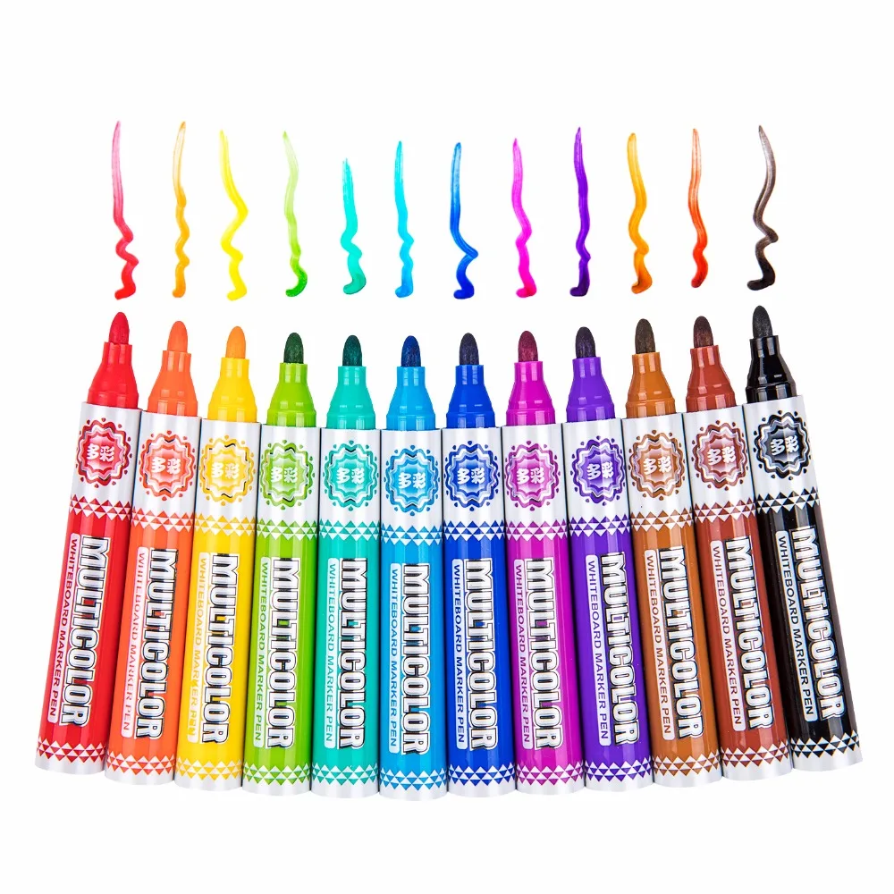 BAOKE 12Color White Board Markers for Office Alcohol Based Whiteboard Marker for Liquid Chalk Erasable School Office Art Supply 8 color suit highlighter chalk markers chalkboard erasable dustless water based non toxic liquid pens set