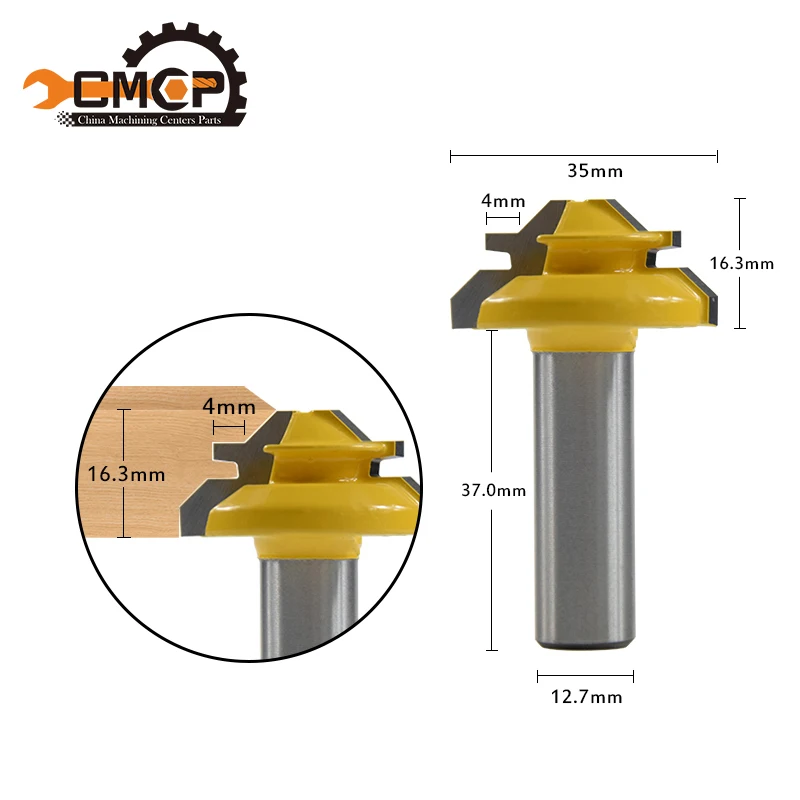 

1 Piece Shank Diameter 1/2" Stock Diameter 1/2" Tenon Cutter for Woodworking Tools 45 Degree Lock Miter Router Bit