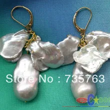 Xiuli 0089 серый лист кеши Reborn ЖЕМЧУЖИНА МОТАТЬСЯ СЕРЬГИ 14KGP