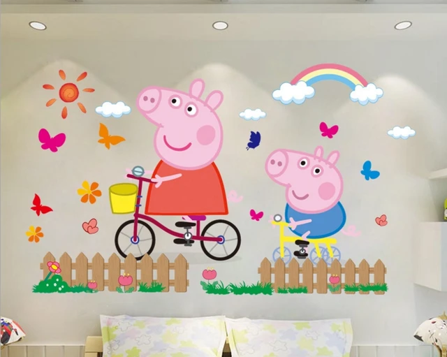 3d cartoon pink family pvc decals adhesive peppa pig wall 3d cartoon pink family pvc decals adhesive peppa pig wall